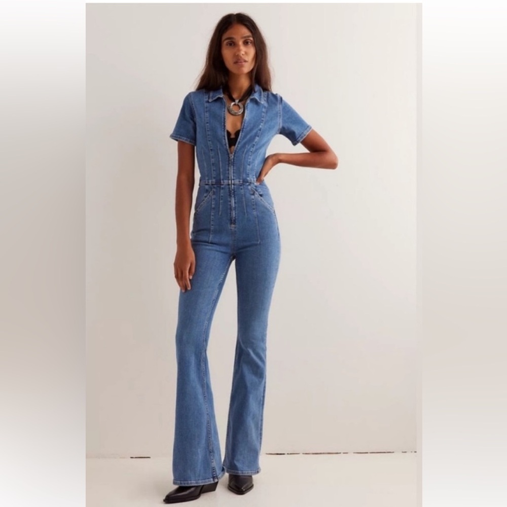 We the Free Jayde flare denim jumpsuit